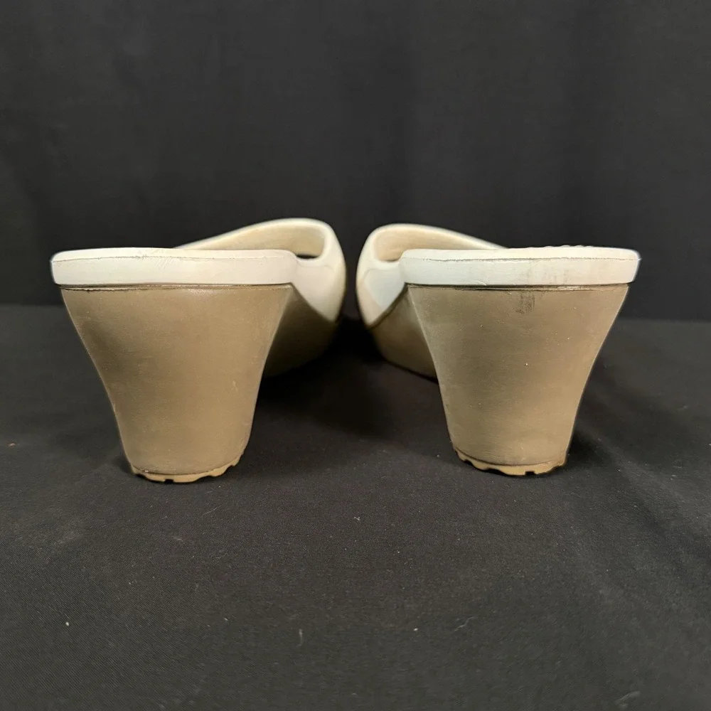 Crocs Sassari Wedge Slide Sandals Slip On Mules Heels White Tan Khaki Womens 10